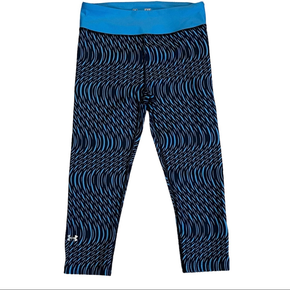 Under Armour Compression HeatGear Blue Pedal Pusher Athletic Leggings Size S